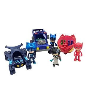 PJ Masks Toy Lot Catboy Owlette Romeo Figures and Vehicles Set CatCar Owl Glider